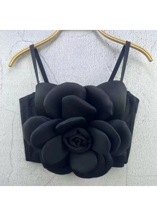Фото Без Бренда корсет з об’ємною квіткою 7730 Чорний (20531) – Корсети, колір <color>, ціна 484.34<currency>